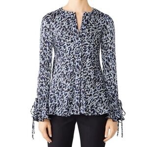 Derek Lam 10 Crosby Blue Leopard Print Blouse